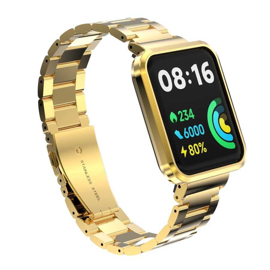 Zore Xiaomi İle Uyumlu Redmi Watch 2 Lite KRD-60 Metal Kordon Gold