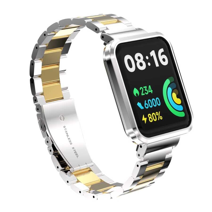 Zore Xiaomi İle Uyumlu Redmi Watch 2 Lite KRD-60 Metal Kordon Gümüş-Gold
