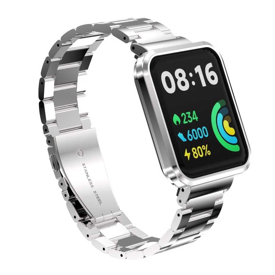 Zore Xiaomi İle Uyumlu Redmi Watch 2 Lite KRD-60 Metal Kordon Gümüş