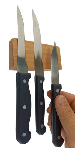 MCT Ahşap Mıknatıslı Duvara Monte Kayın Ahşap Bıçak Bloğu ve Bıçak Tutucu - 3 Bıçak Kapasiteli