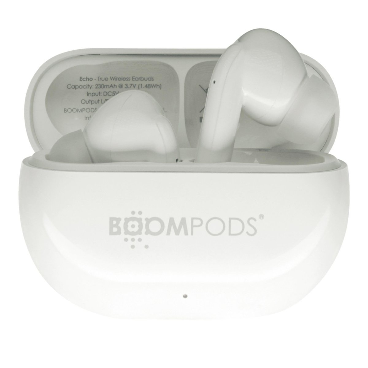 Boompods Echobuds Gerçek Kablosuz Kulaklık - Dahili Mikrofonlu Bluetooth Kulak Tomurcukları, 19 Saat Çalma Süresi, Geri Dönüştürülmüş Plastikten Kulak İçi Kulaklıklar, Müzik ve Çağrılar için IPX4 Suya