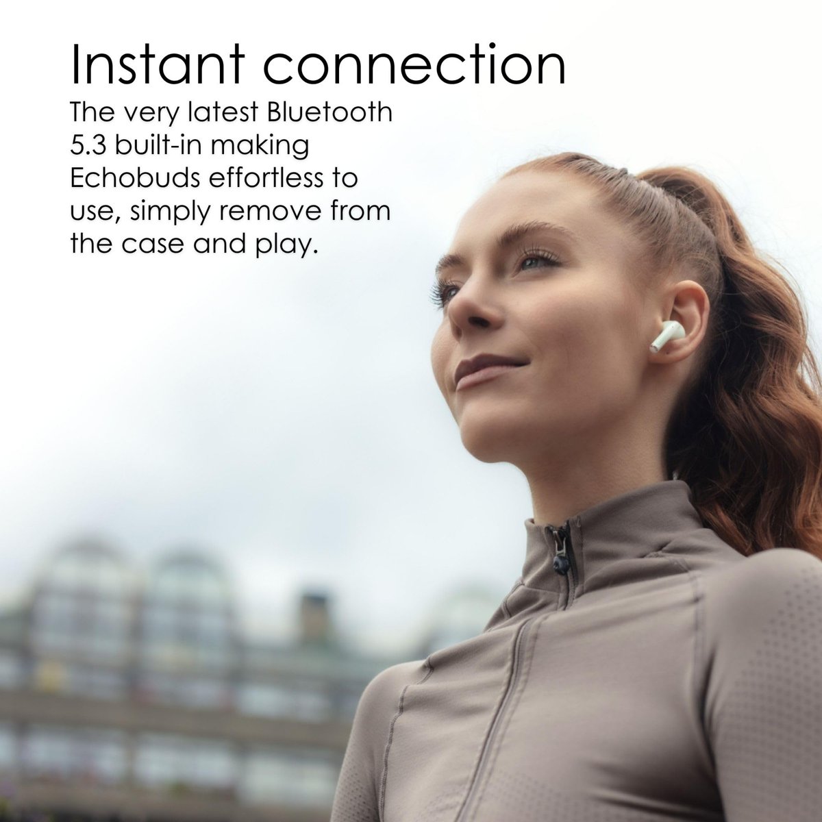 Boompods Echobuds Gerçek Kablosuz Kulaklık - Dahili Mikrofonlu Bluetooth Kulak Tomurcukları, 19 Saat Çalma Süresi, Geri Dönüştürülmüş Plastikten Kulak İçi Kulaklıklar, Müzik ve Çağrılar için IPX4 Suya