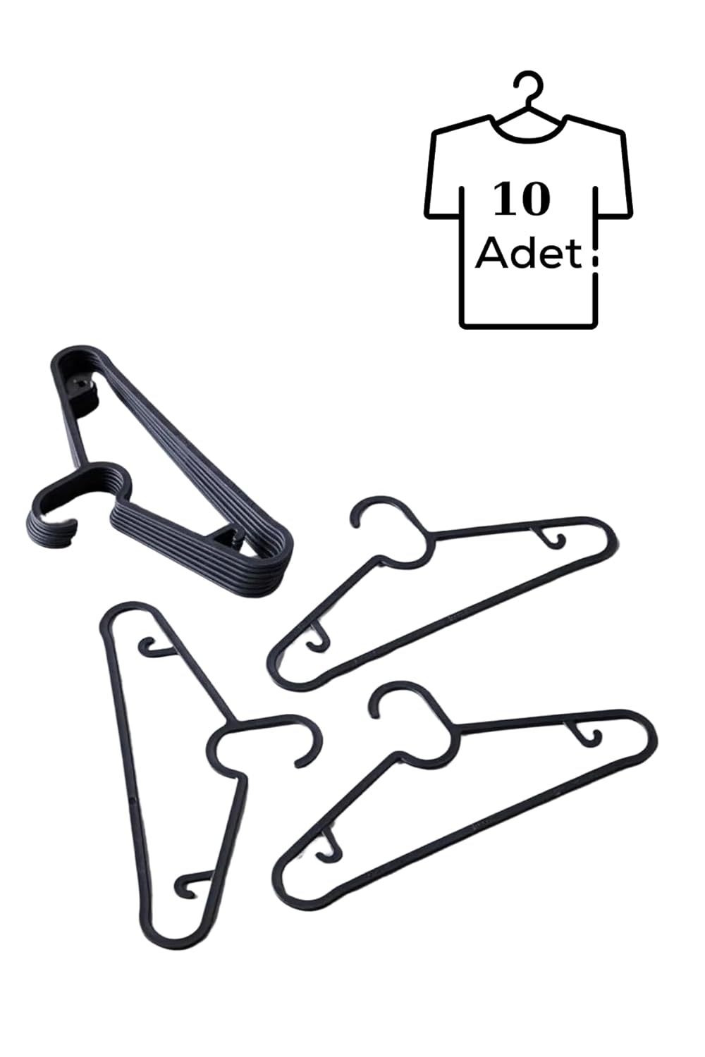 Mithra Life 10 Adet Plastik Siyah Elbise Gömlek Pantolon Askısı MIT1128