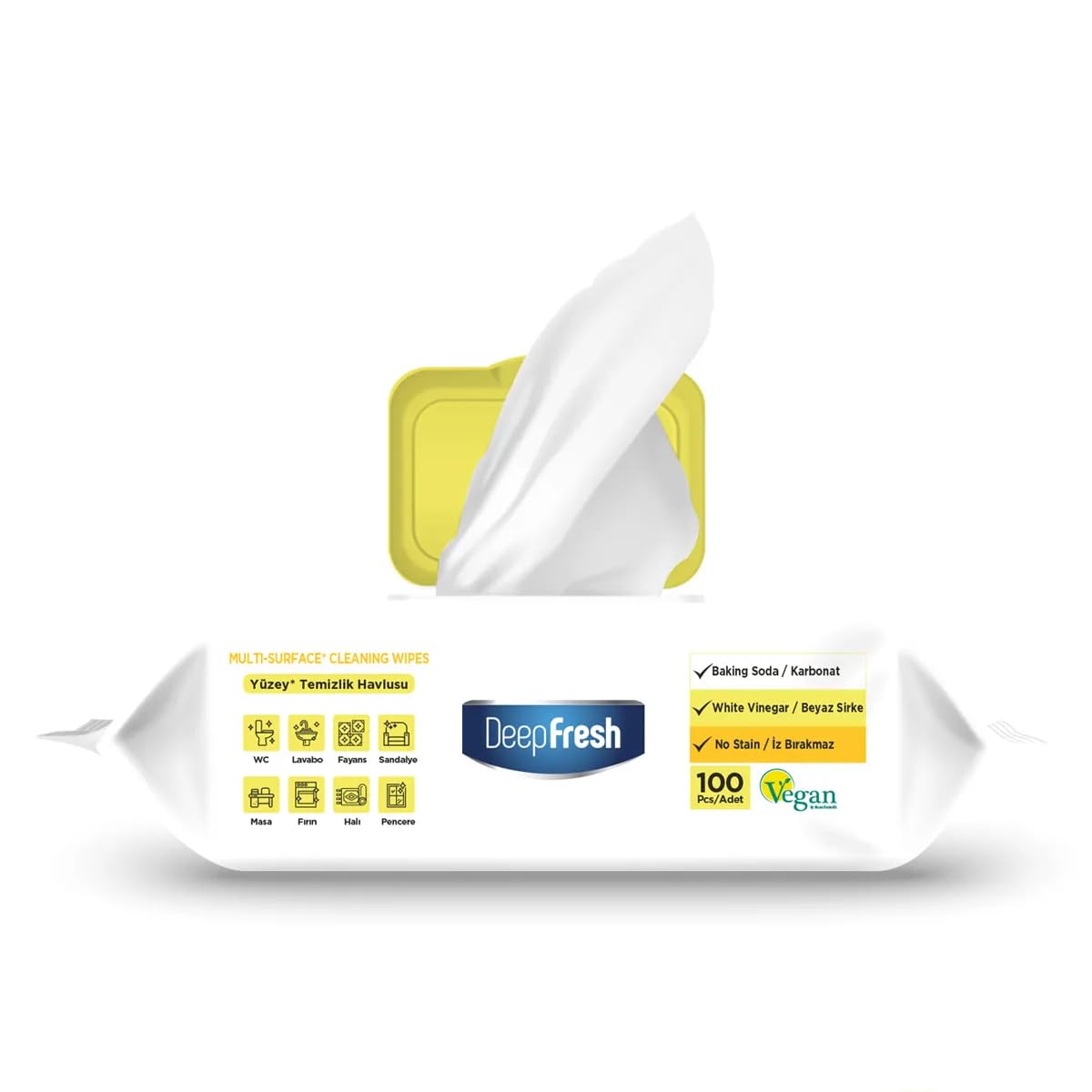 Deep Fresh İz Bırakmaz Yüzey Temizlik Havlusu Limon 100 Yaprak