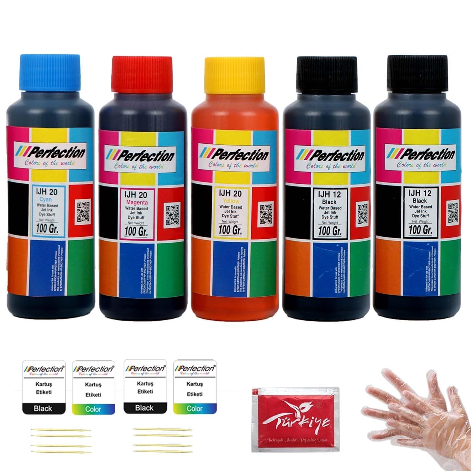 Perfection Canon Uyumlu GI-40 GI-41 GI-46 CMYK Tanklı Yazıcı Mürekkep Seti̇ 5 x 100 gr.