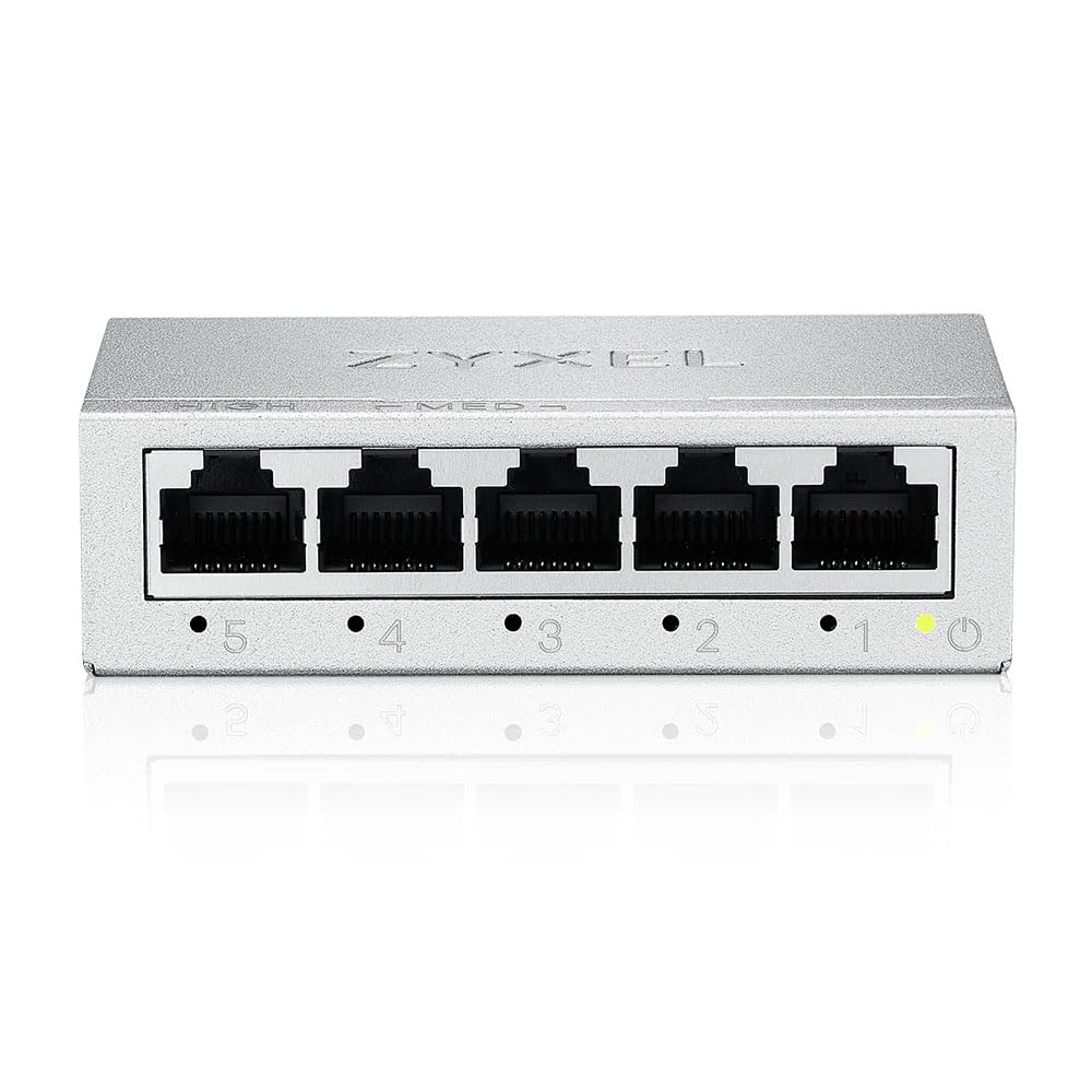 Zyxel 5-Port Gigabit 10/100/1000 Unmanaged Ethernet Switchı | Ethernet Splitter | Masaüstü veya Duvara montaj [GS-105B v5]