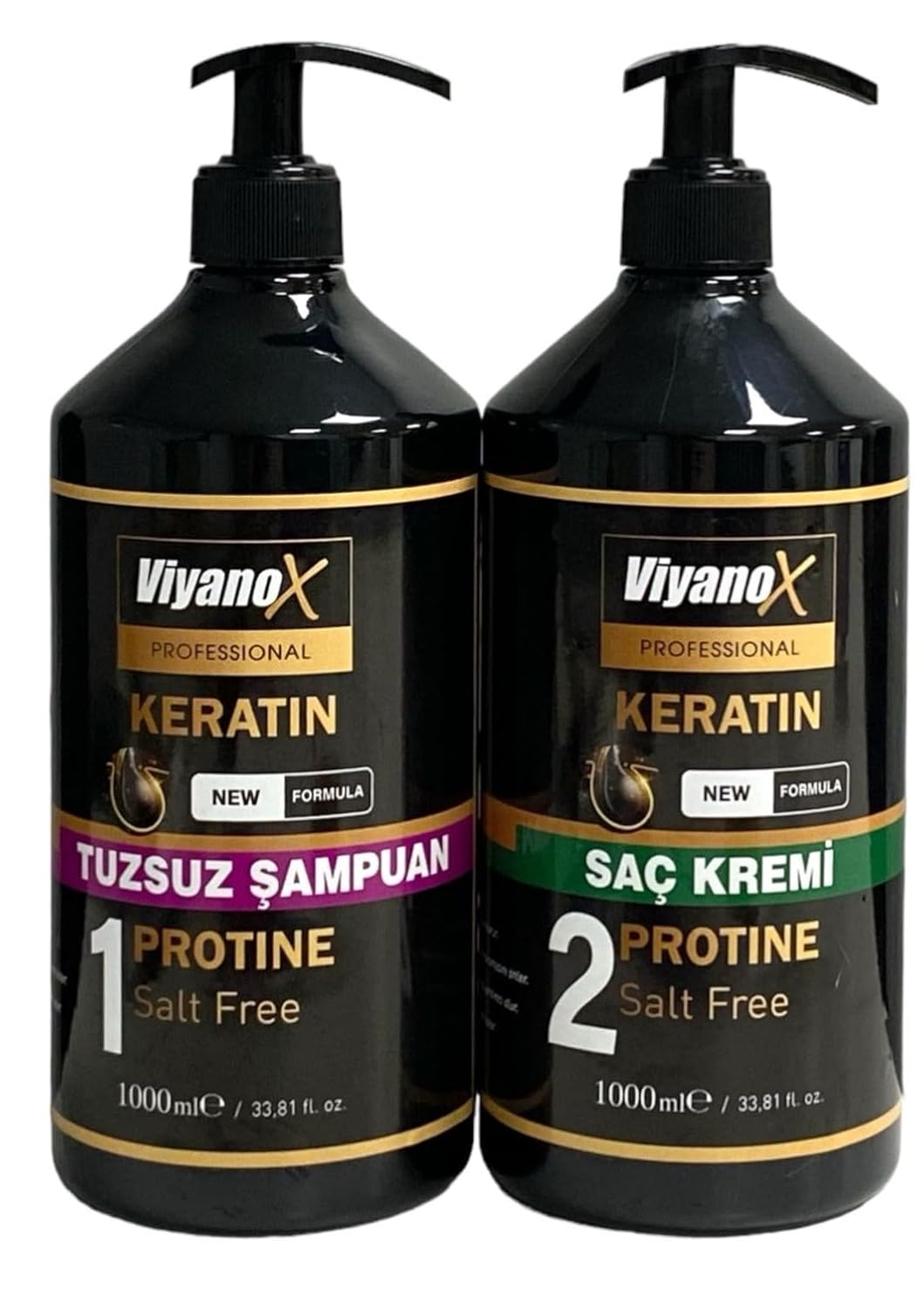 Viyanox Keratinli Tuzsuz Şampuan 1000 ml & Keratin Bakım Ve Onarıcı Saç Kremi 1000 ml
