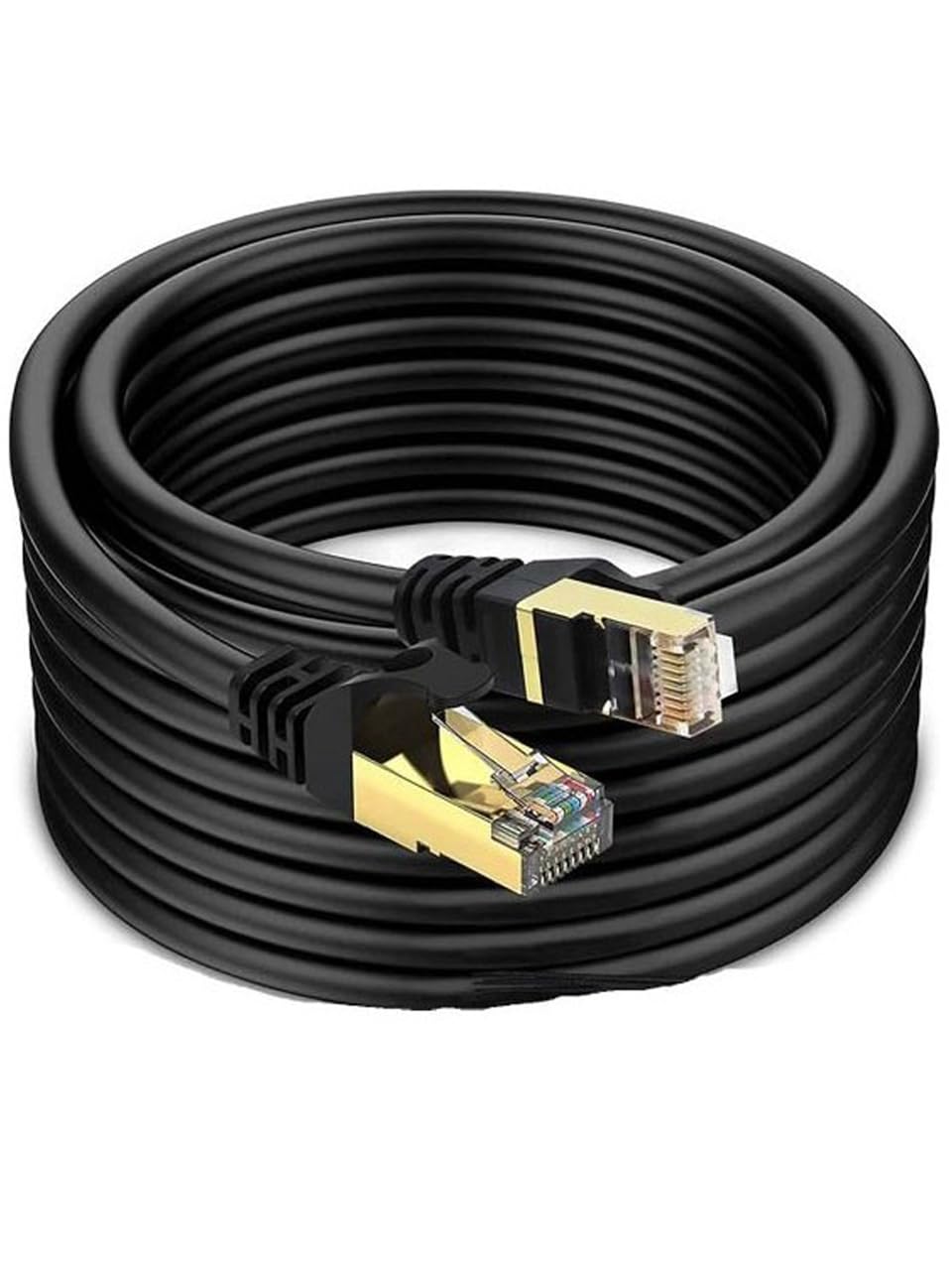 Coverzone Narita 40 Metre 10Gbps Network Kablosu Cat 7 Siyah Renk Ağ Kablosu 40 Metre Ethernet Kablo (40 Metre)