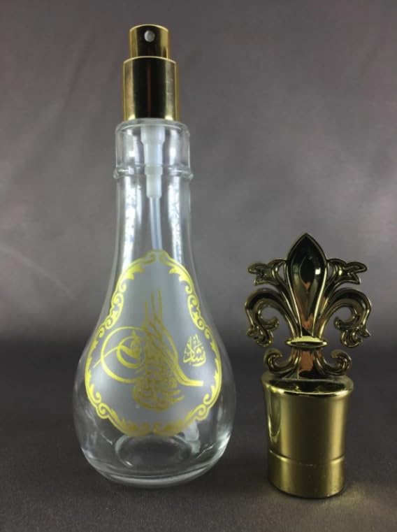 1 Adet 120 ml Ottoman Dezenfektan Kolonya ve Hediyelik Boş Gold Sprey Başlıklı Cam Şişe