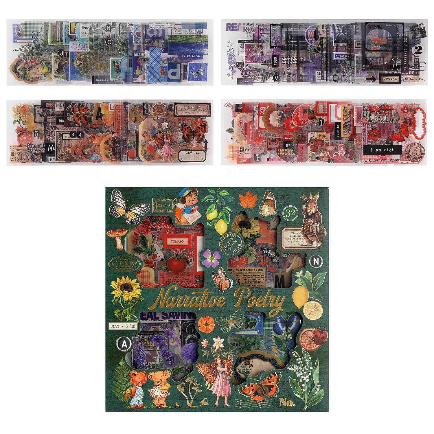 GUGUK Ronesans Pul Temalı 45 Adet Sticker Seti • Bullet Journal