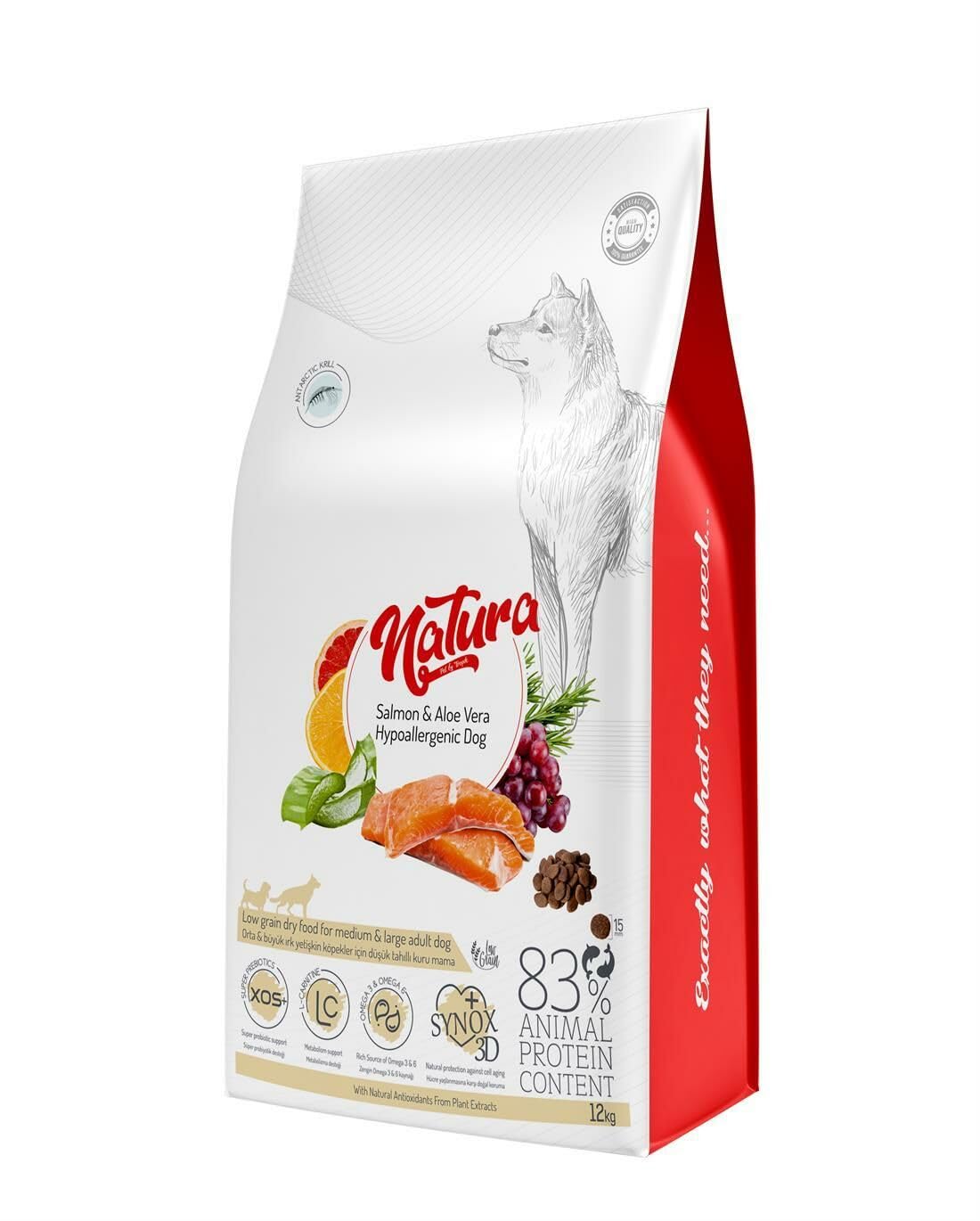 Eco Natura Pet Düşük Tahıllı Hipoallerjenik Orta ve Büyük Irk Somon & Aleo Vera Yetişkin Köpek Maması 12 Kg