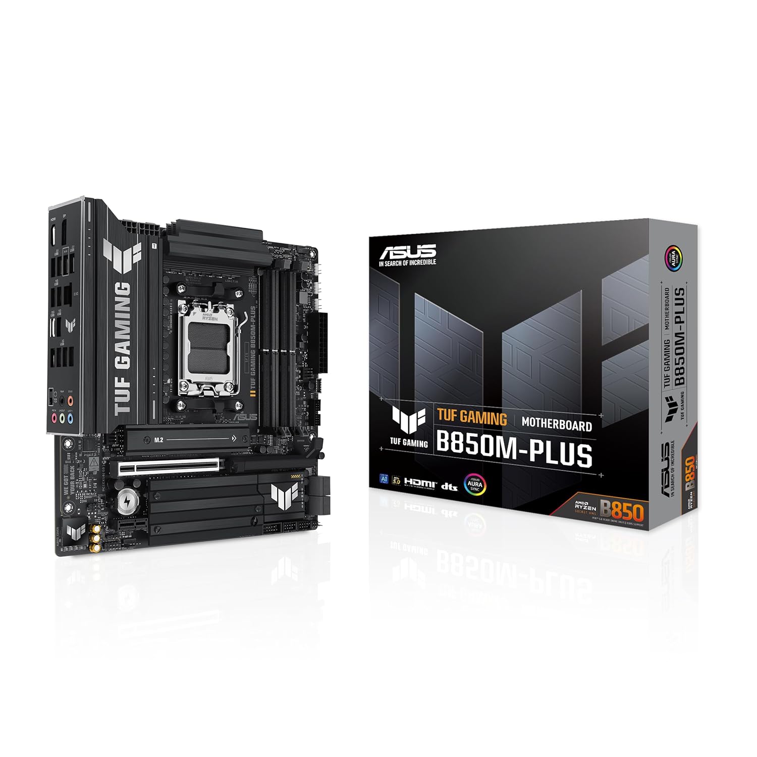ASUS TUF GAMING B850M-PLUS AMD B850 AM5 DDR5 8000 DP HDMI 3x M2 USB3.2 Gen 2x2 AURA RGB 2.5Gbit LAN