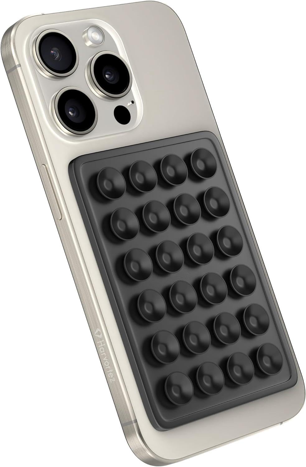 HARVORTEZ Güçlü Yapışkanlı Silikon Vantuzlu Telefon Tutucu – Kılıf Arkasına Yapışan Telefon Tutucu, Octo, iPhone ve Android Cihazlarla Uyumlu, Selfie ve Video için Eller Serbest Kullanım - Siyah