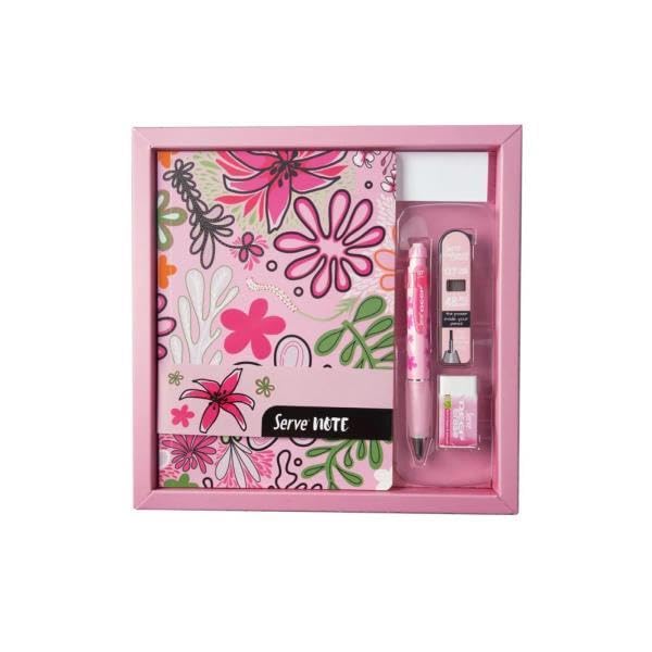 SERVE DEFTER SETI - DESENLİ SEKER PEMBE ÖZEL KUTUDA