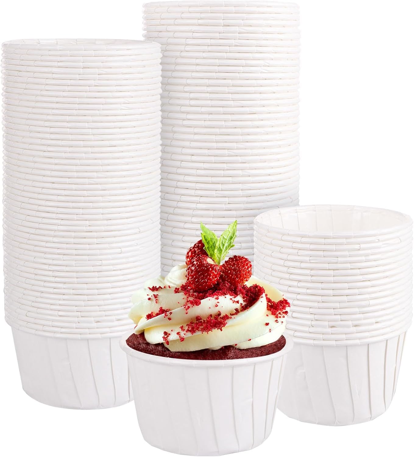 Dolphin 50li Muffin Kalıbı - Cupcake kalıpları, Su Geçirmez ve Yağ Geçirmez Pişirme Kağıtları, Ev veya Parti İçin Alüminyum Folyo Pişirme Kek Kapları - Beyaz