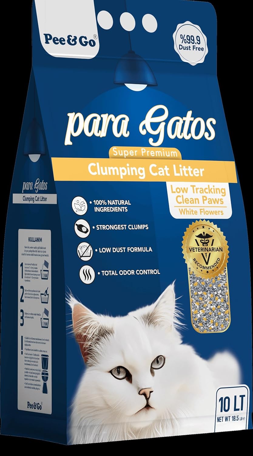 Glipet Paragatos Aktif Karbon Ve Beyaz Çiçekli İnce Taneli Kedi Kumu 10 LT