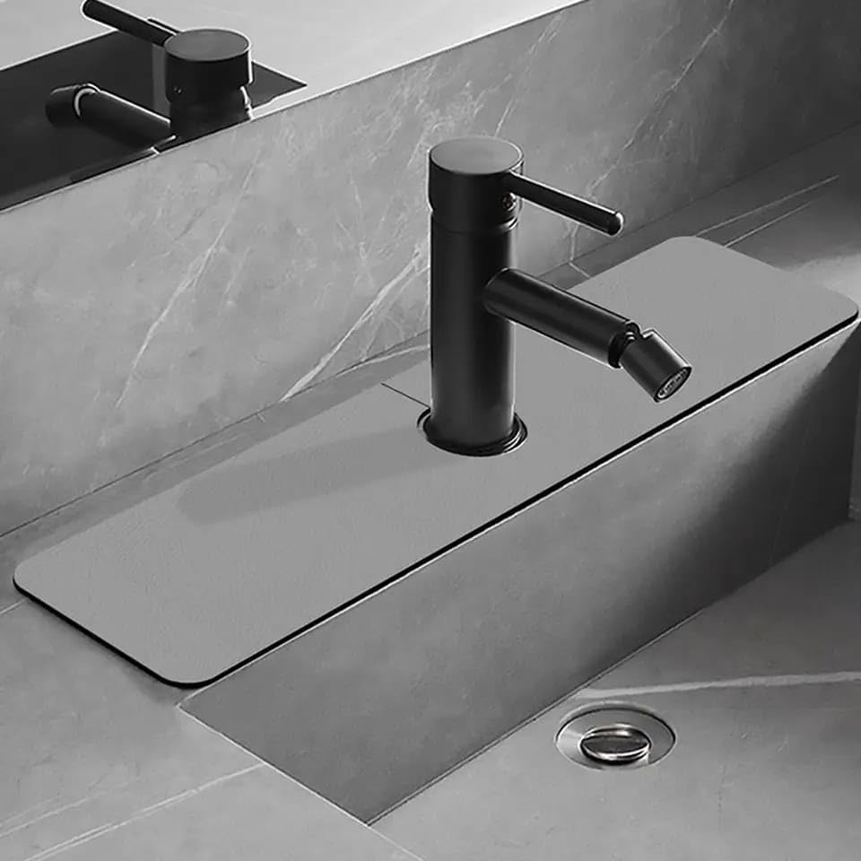 ADAPTOLL Su Emici Lavabo Kenar Matı – Kaymaz Mutfak Tezgah Matı, Musluk Damlama Tutucu, Lavabo Sıçrama Koruyucu, Banyo ve Sünger Tutucu Mat, Su Geçirmez ve Dayanıklı Banyo Kaymaz Tezgah Mat