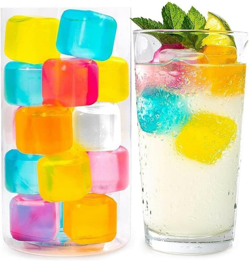 Easyso Renkli Tükenmez Buz Kalıbı 1 Paket Buz Küpleri Renkli Plastik Buz Küpü Soğutucu Tükenmez Buz (10)