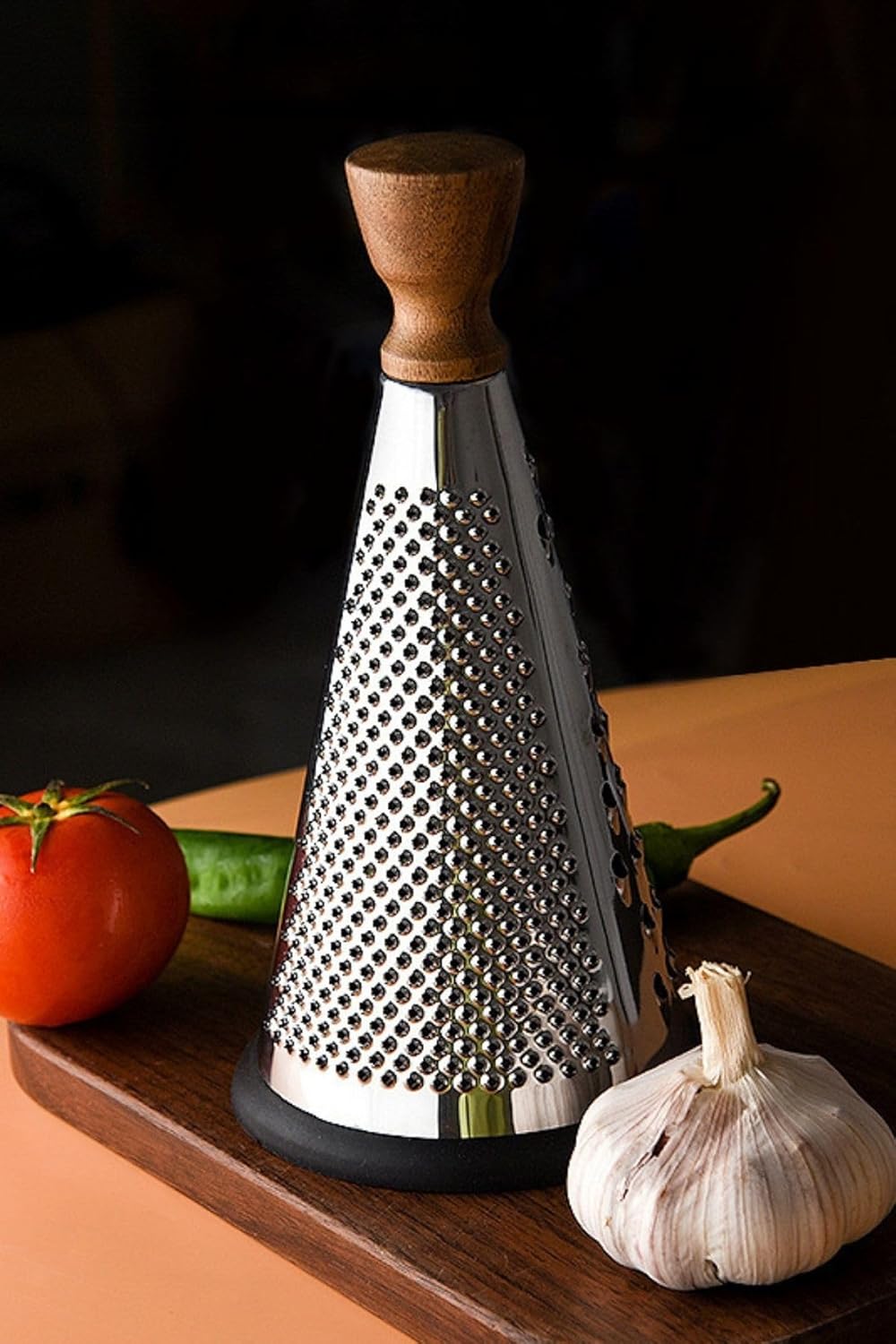 Meturas Ahşap Saplı Modern Paslanmaz Çelik Koni Rende 24 x 12 Cm