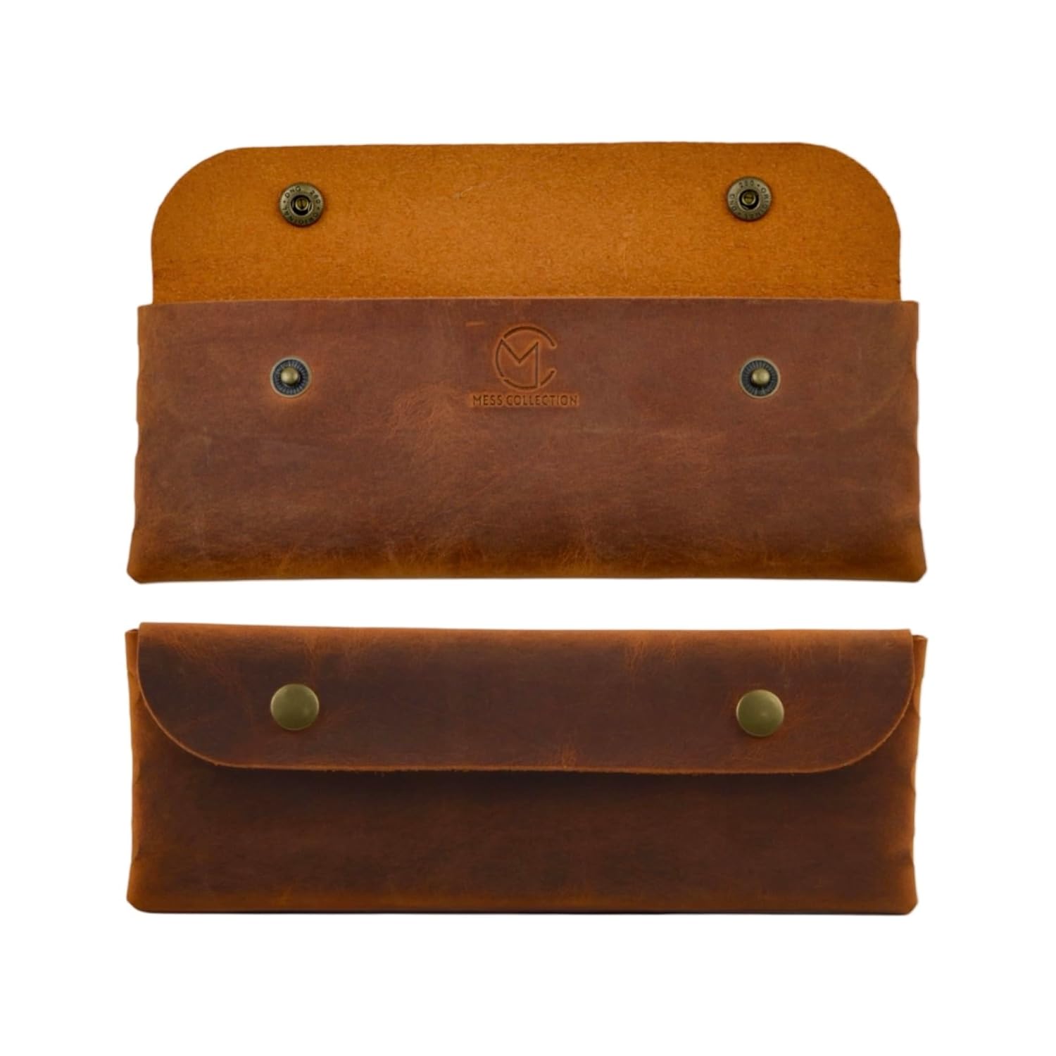 MESSCOLLECTION El Yapımı Kalemlik Hakiki Deri, Deri Küçük Kalem Kutusu – İş, Ofis, Okul Aksesuar Tutucu, Klasik ve Minimal El Yapımı Tasarım Vintage Kalemlik (camel)