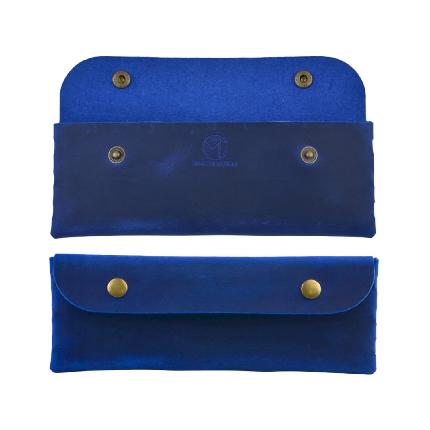 MESSCOLLECTION El Yapımı Kalemlik Hakiki Deri, Deri Küçük Kalem Kutusu – İş, Ofis, Okul Aksesuar Tutucu, Klasik ve Minimal El Yapımı Tasarım Vintage Kalemlik (mavi)