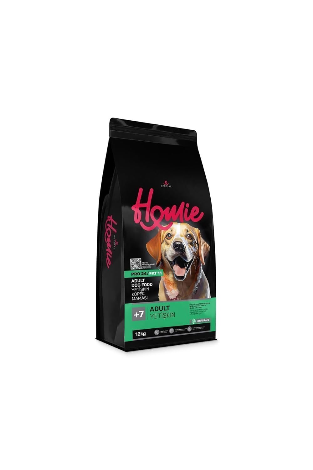 Homie Düşük Tahıllı 7 Yaş Yetişkin Köpek Maması 12 Kg