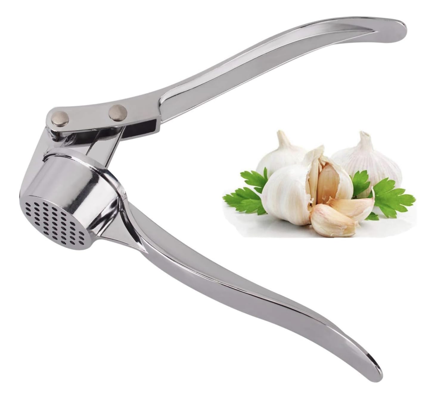 Greenart Profesyonel Mutfak Sarımsak Ezici, Paslanmaz Çelik, Gümüş, Sarımsak Doğrayıcı, Temizlik Dostu