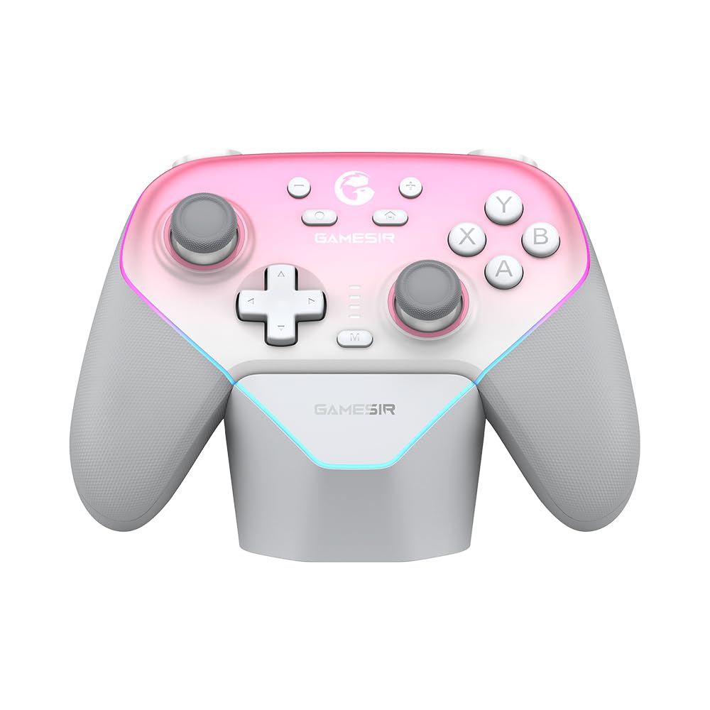 GameSir Super Nova Wireless Gaming Controller for PC/Switch/iOS/Android, Hall Effect Stick & Trigger, Rubberized Grips, RGB Lighting, Swappable ABXY, Detachable Faceplate, 1000mAh with Charging Dock