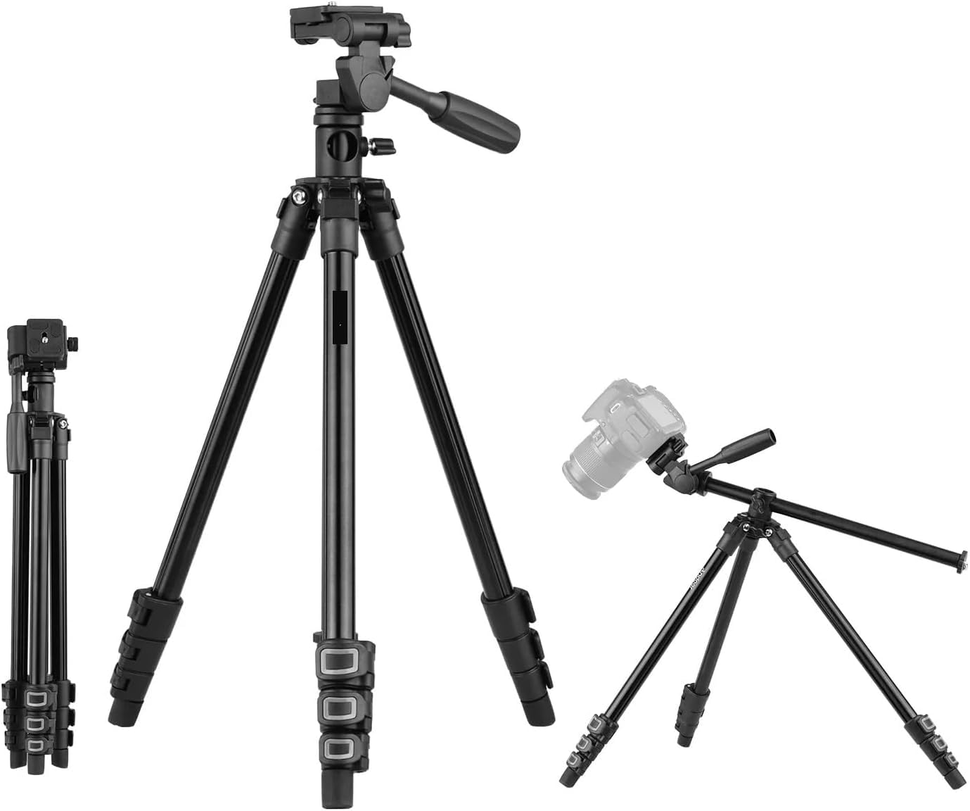 HEPU HT-T02 Profesyonel Tripod 154 Cm Yatay Kullanım Çok Fonksiyonlu Panoramik Kafa 360 Derece Dönebilir