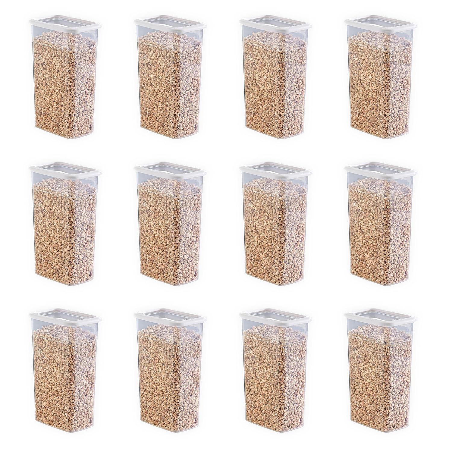 Smartware 12'Li Set Skali Dikdörtgen Saklama Kabı Beyaz 3500 ML