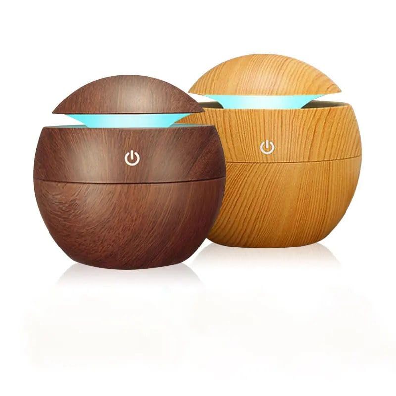 Orret Home 130 ml Hava Nemlendirici, Uçucu Yağ Aromaterapi Makinesi, Ev, Yatak Odası ve Ofis için Yedi Renkli Işık ile Aroma Hava Difüzörü (Koyu Kahve)