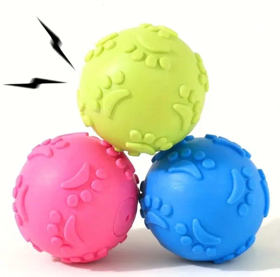 MTA HİGH-TECH 3 Adet Pati Desenli Köpek Isırma Topu, Küçük Boy At Getir Top, Köpek Oyuncağı