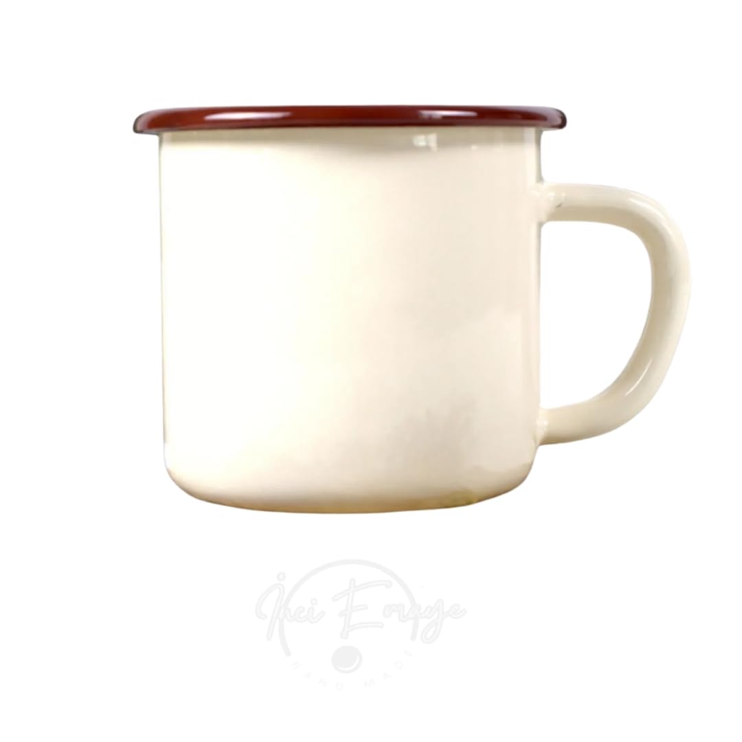 Inciemaye Mutfak Inci Emaye Kupa Bardak - Dayanıklı & Şık Tasarım, Sıcak ve Soğuk İçecekler İçin Ideal - İç Mekan, Kafe & Kamp Alanları İçin Mükemmel Seçim. 380 ml (BEJ)