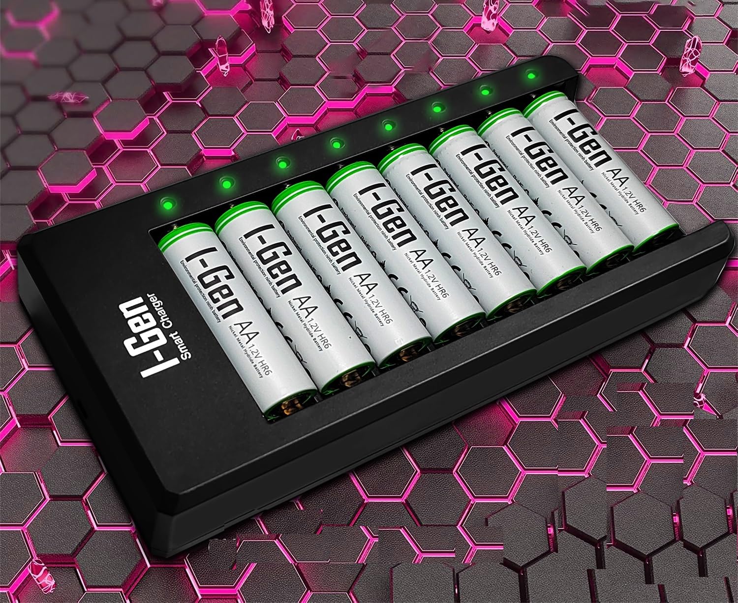 I-Gen G827 8'li Pil Şarj Aleti + 8 Adet AA 2700 mAh Şarj Edilebilir AA Şarjlı Kalem Pilli Set 1.2V Ni-MH