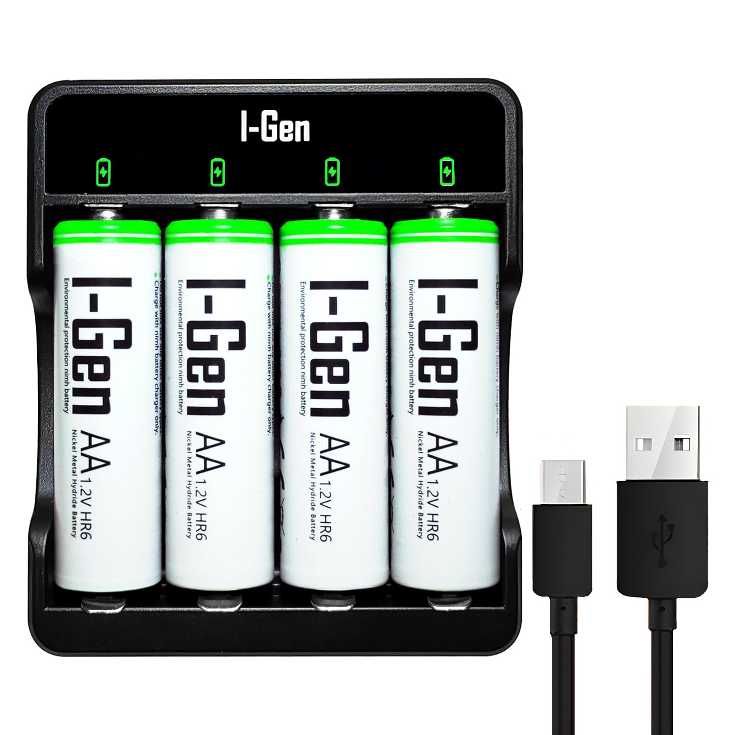 I-Gen G427 4'lü Pil Şarj Aleti + 4 Adet AA 2700 mAh Kalem Pilli Set 1.2V Ni-MH
