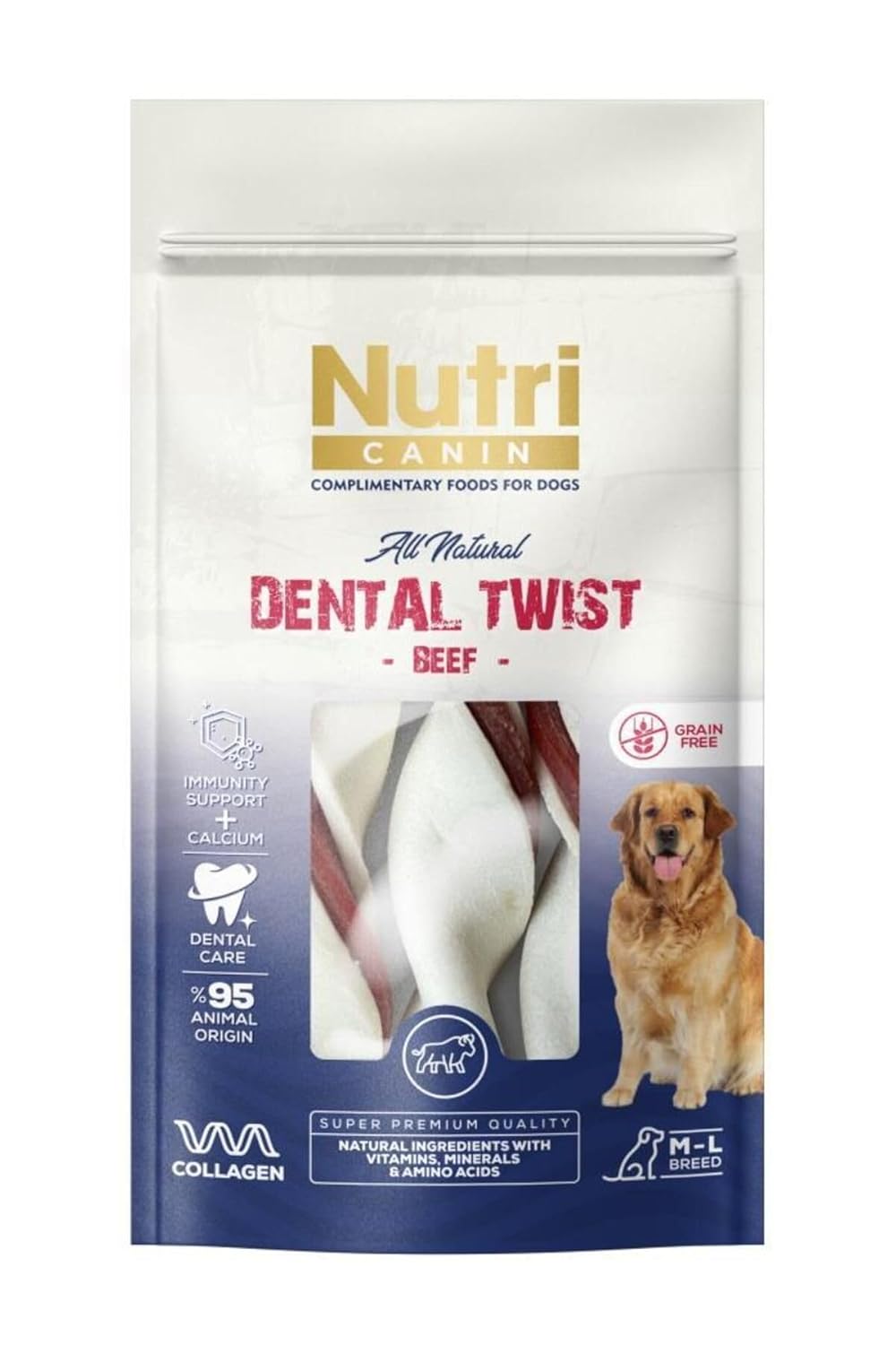 Nutri Canin Dental Twist Sığır Etli Köpek Ödülü M-L 120 Gr