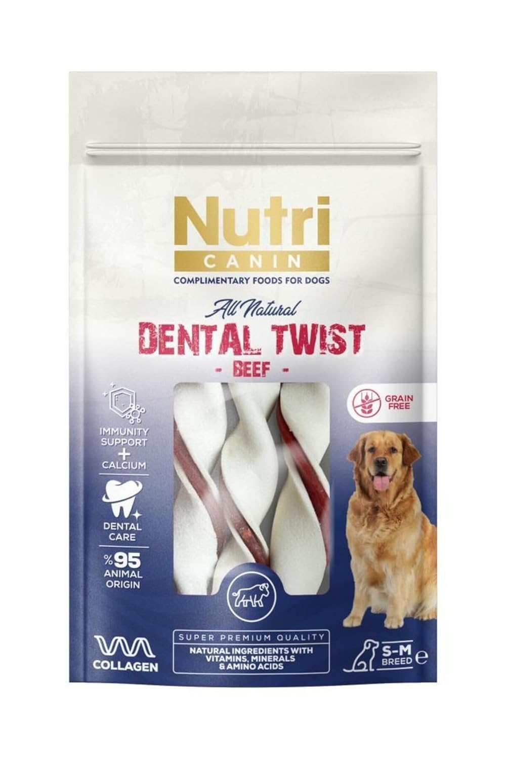 Nutri Canin Dental Twist Sığır Etli Köpek Ödülü S-M 80 Gr