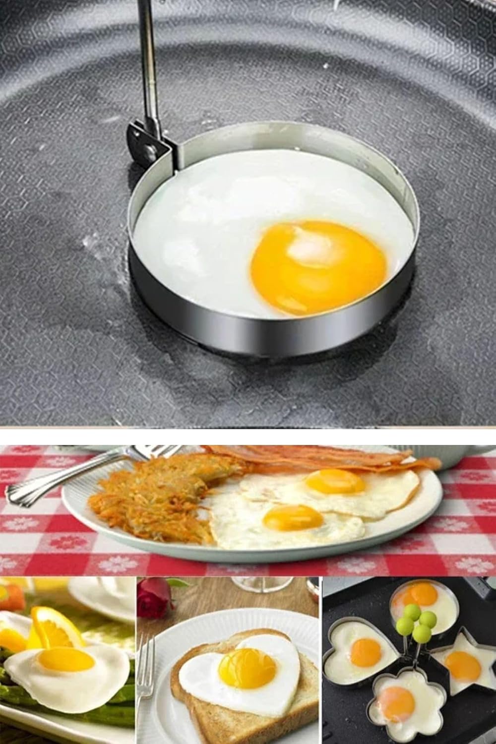 Metalik Daire Şeklinde Metal Omlet Yumurta Ve Krep Kalıbı, Dayanıklı Mutfak Aksesuarı