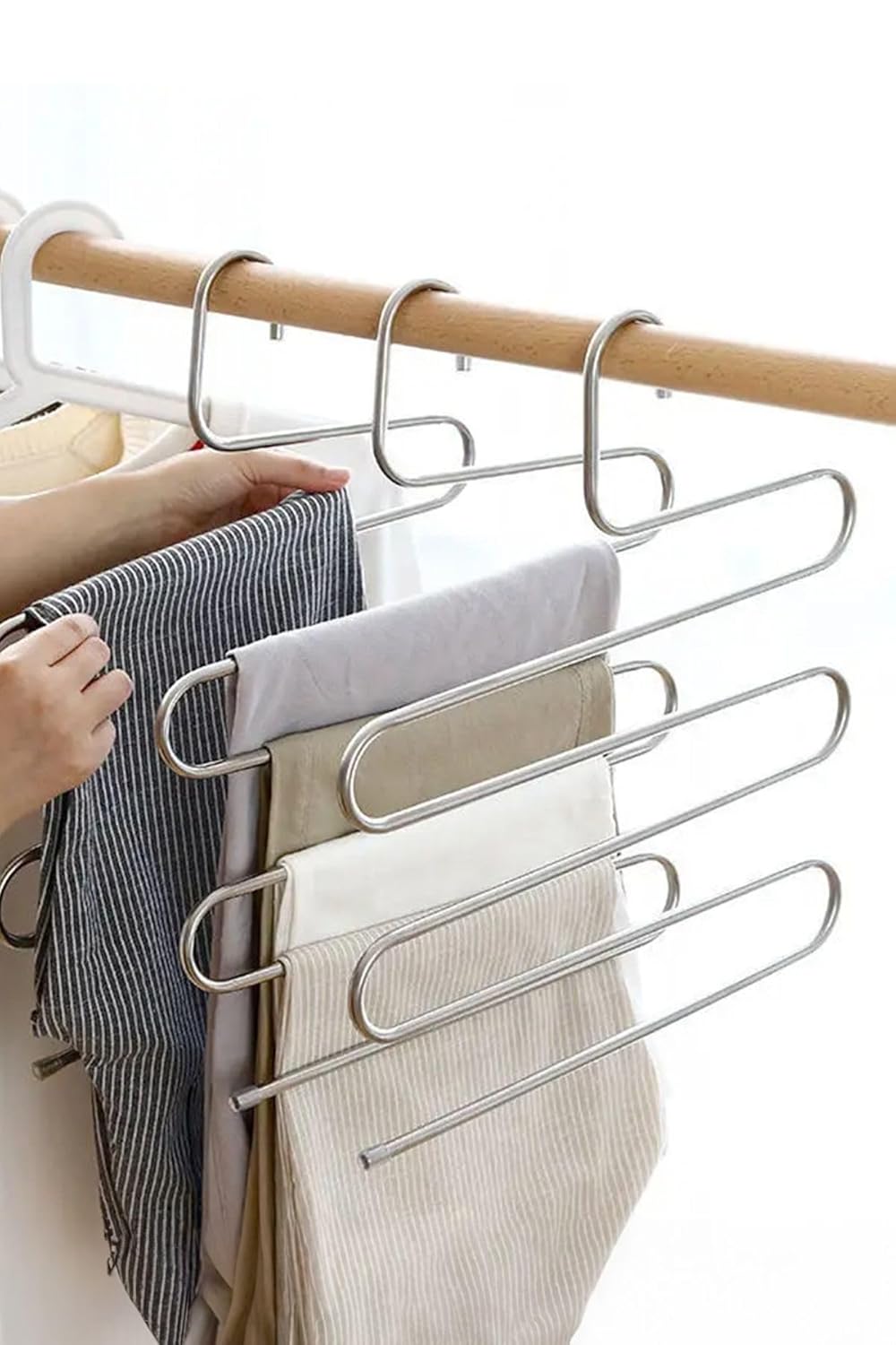 Mobee Metal 5 Katlı Pantolon & Şal Askısı Çoklu Askılık Dekoratif Akıllı Düzenleyici