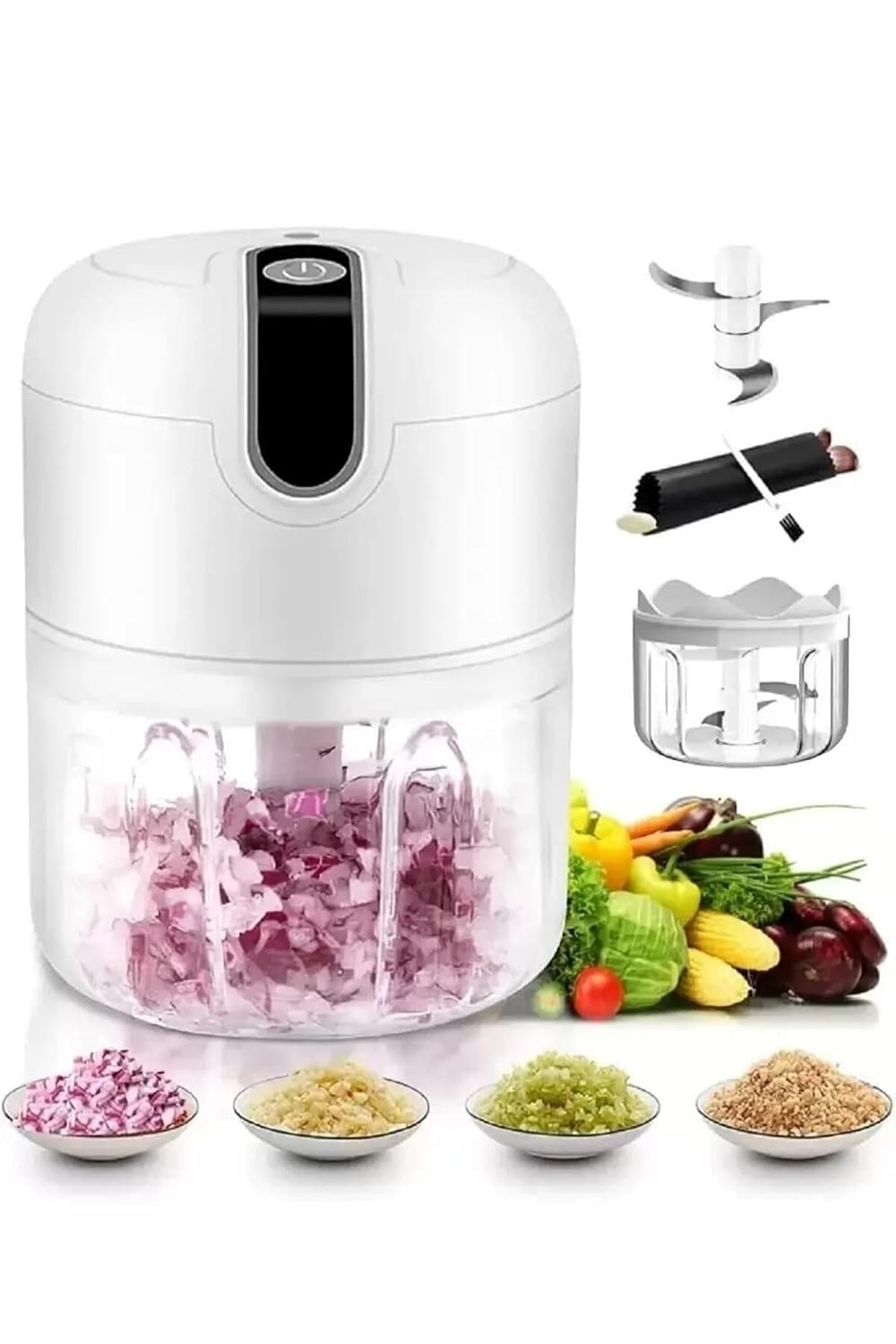 Yeni Nesil Şarjlı Sarımsak Rondosu 3 Bıçaklı Pratik Mini El Rondosu Mini Rondo