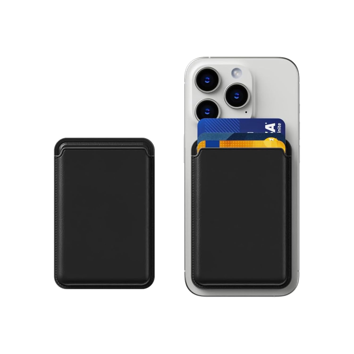 Babilden iPhone ile Uyumlu MagSafe özellikli Silikon Lansman Cüzdan Kılıf iPhone 15 Pro Max/15 Plus/15 Pro/15, 14 Pro Max/14 Plus/14 Pro/14, 13 Pro Max/13 Pro/13, 12 Pro Max/12 Pro/12 (Siyah)