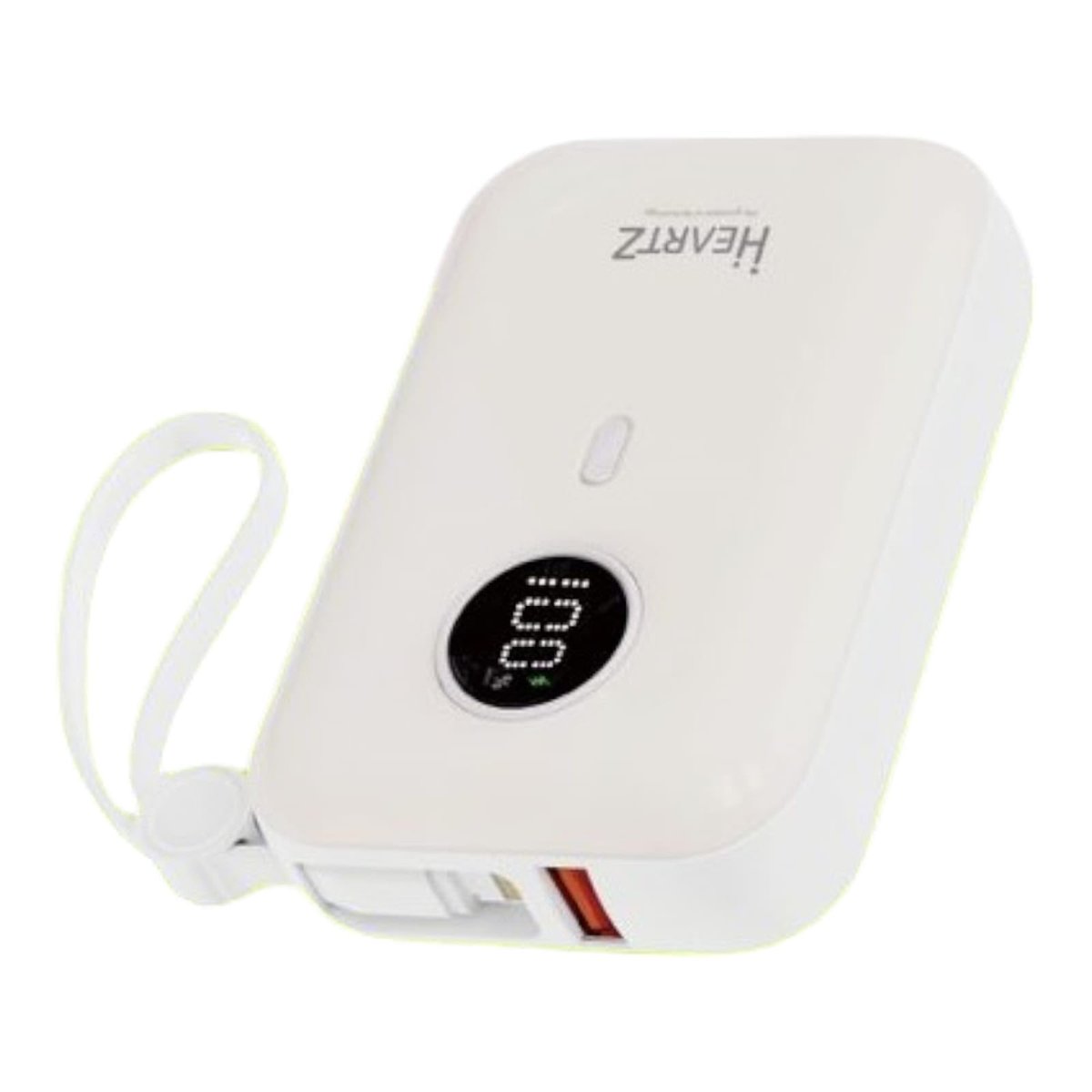 HEARTZ H2 10000 mah power bank PD 20W ve USB 22.5W FAST HIZLI ŞARJ DAHİLİ TYPE C VE LİGHTNİNG KABLOLU DÜNYA STANDARTLARINA UYGUN POLYMER BATARYA BİREBİR AMPER LCD GÖSTERGELİ POWERBANK (BEYAZ)