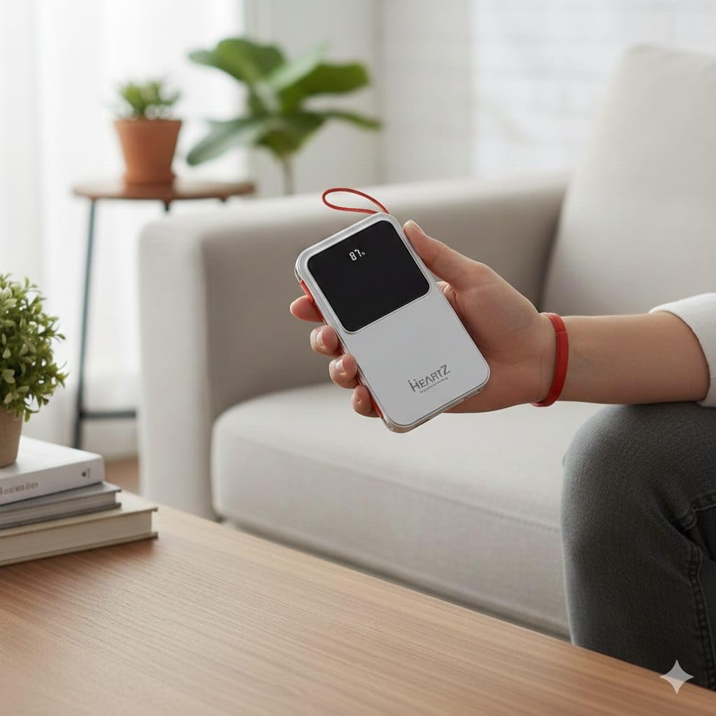 HEARTZ H22 10000 mah power bank PD 20W ve USB 22.5W FAST HIZLI ŞARJ DAHİLİ TYPE C VE LİGHTNİNG KABLOLU DÜNYA STANDARTLARINA UYGUN POLYMER BATARYA BİREBİR AMPER LCD GÖSTERGELİ POWERBANK
