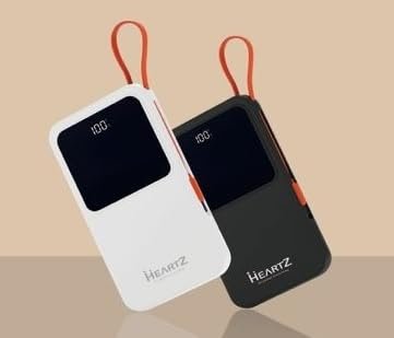 HEARTZ H22 10000 mah power bank PD 20W ve USB 22.5W FAST HIZLI ŞARJ DAHİLİ TYPE C VE LİGHTNİNG KABLOLU DÜNYA STANDARTLARINA UYGUN POLYMER BATARYA BİREBİR AMPER LCD GÖSTERGELİ POWERBANK