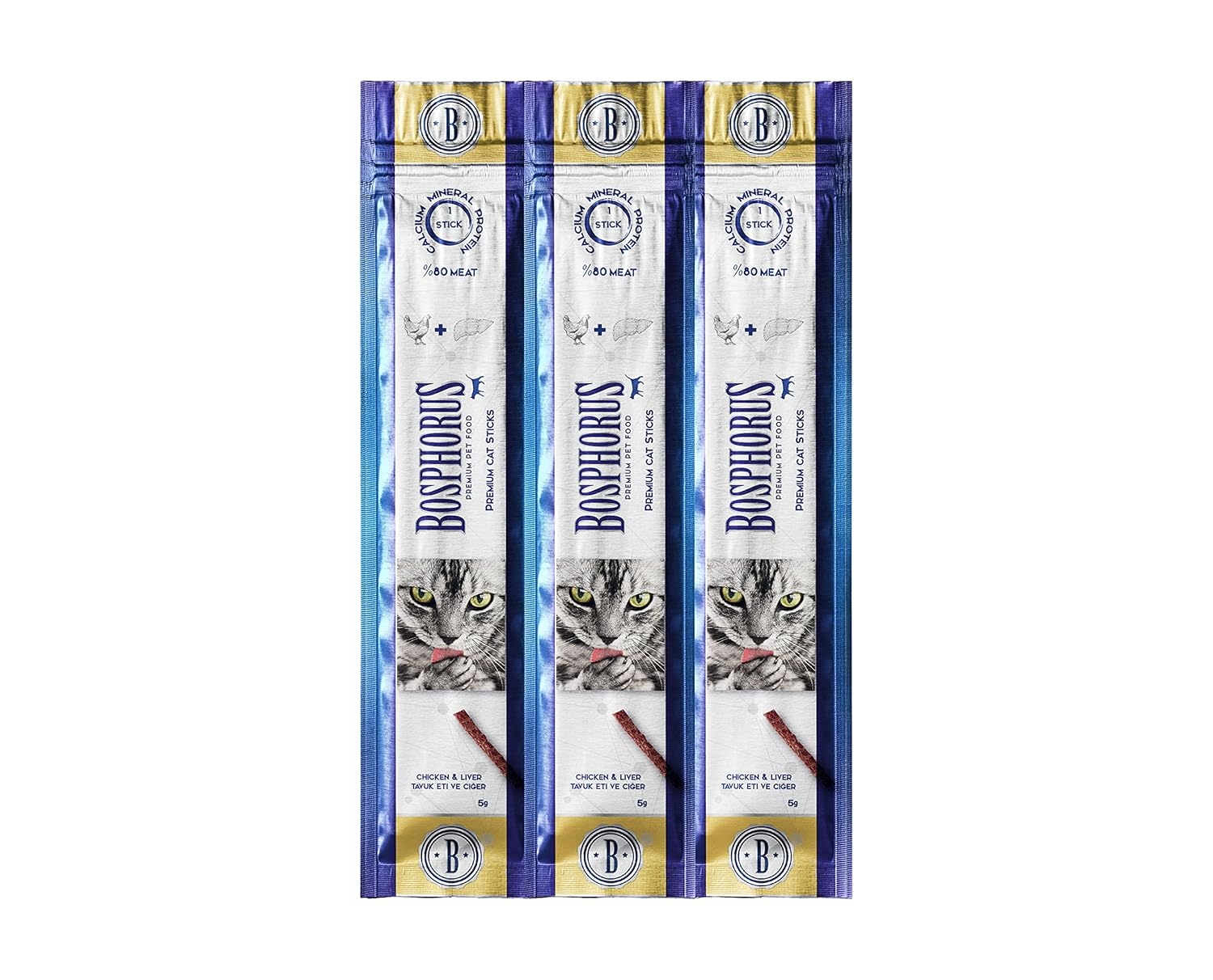 BOSPHORUS Tavuk Etli ve Ciğerli Atıştırmalık Kedi Ödülü, 80 Gram