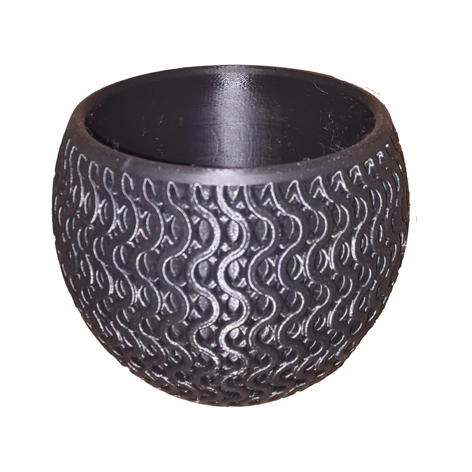 Promosyonca Plastik Siyah Saksı, Dalgalı Desenli