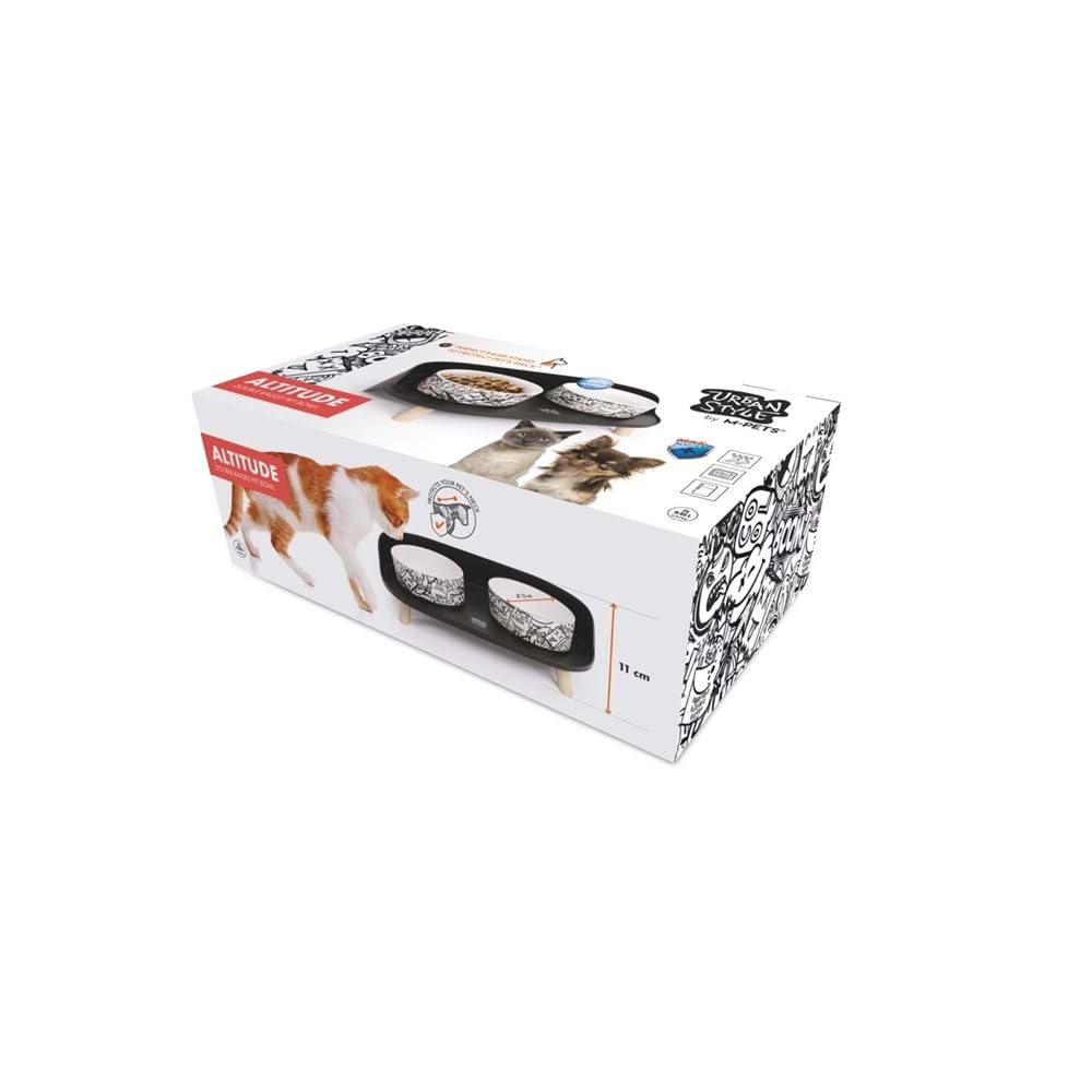 M-PETS ALTITUDE URBAN STYLE 2Lİ MAMA KABI STANDI BLACK&WHİTE