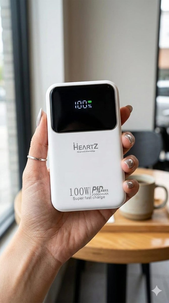 HEARTZ H006 20000 mah power bank PD 27W ve USB 100W FAST HIZLI ŞARJ DAHİLİ TYPE C VE LİGHTNİNG KABLOLU DÜNYA STANDARTLARINA UYGUN POLYMER BATARYA BİREBİR AMPER LCD GÖSTERGELİ POWERBANK
