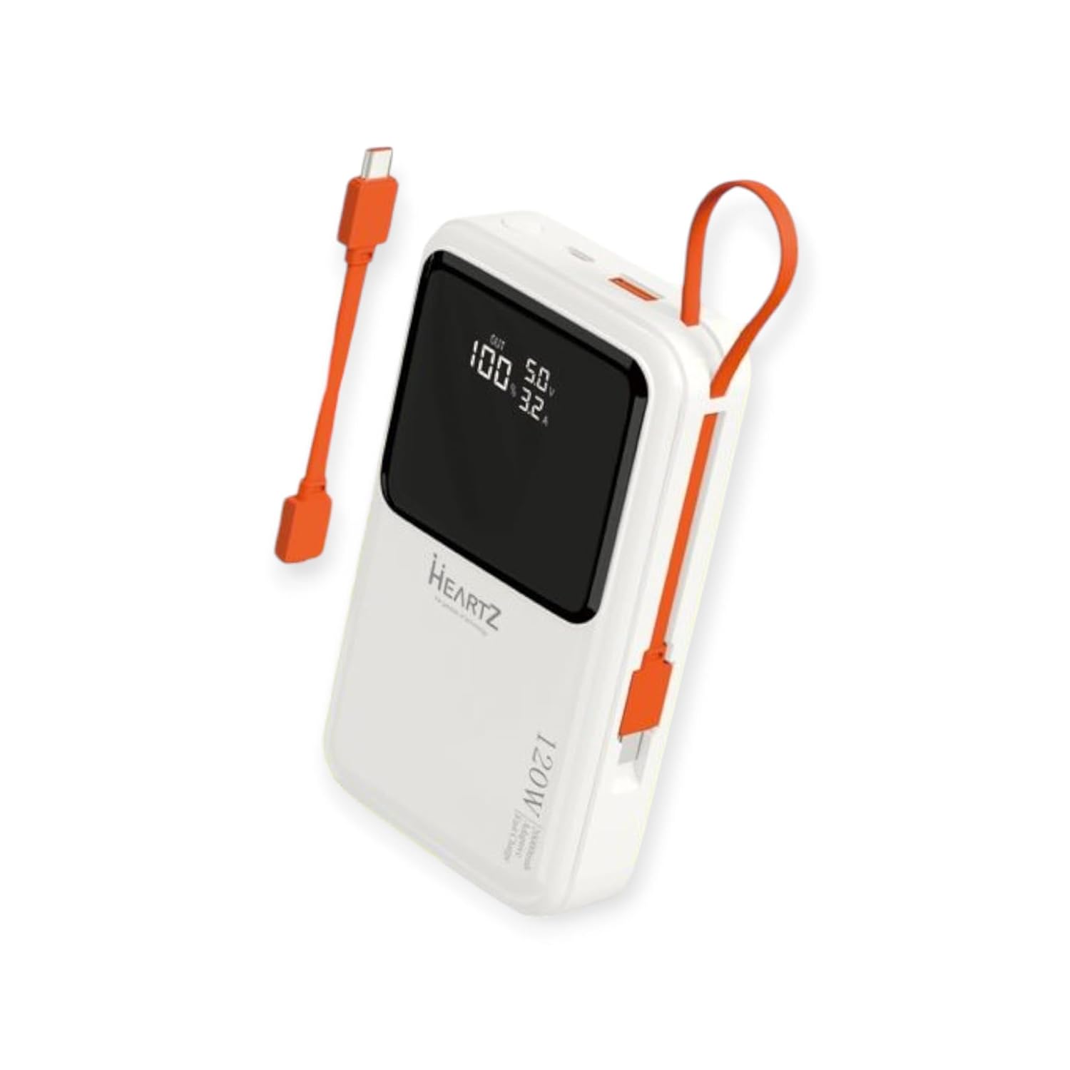 HEARTZ H007 20000 MH PD 45W ve USB 120W FAST HIZLI ŞARJ DAHİLİ TYPE C VE LİGHTNİNG KABLOLU DÜNYA STANDARTLARINA UYGUN POLYMER BATARYA BİREBİR AMPER LCD GÖSTERGELİ POWERBANK