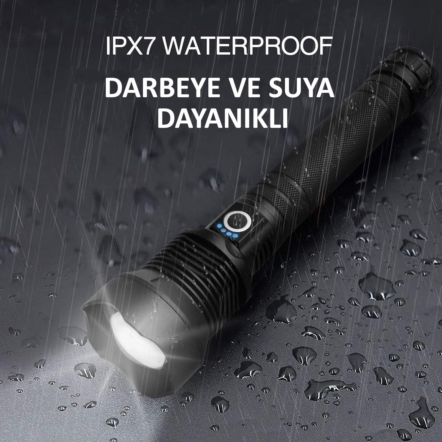 Valkyrie Şarjlı LED Ultra Güçlü El Feneri 2400mAh Zoom Darbeye Suya Dayanıklı 1. Kalite